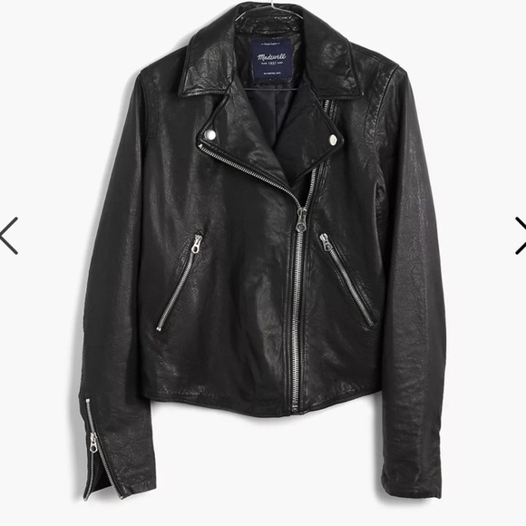 Madewell Black Washed Genuine Leather Jacket - Picture 2 of 16